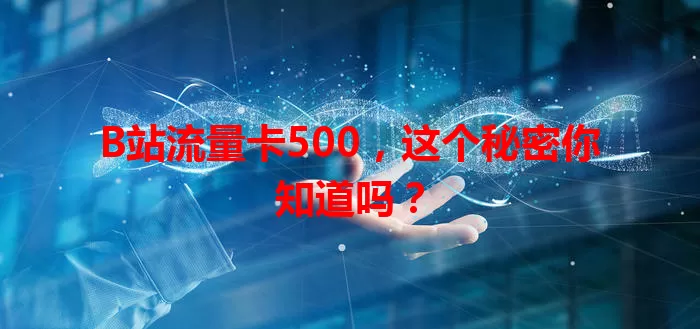 B站流量卡500，这个秘密你知道吗？