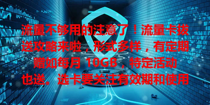 流量不够用的注意了！流量卡拔送攻略来啦，形式多样，有定期赠如每月 10GB，特定活动也送。选卡要关注有效期和使用范围，掌握攻略，优惠满足流量需求，畅享网络生活