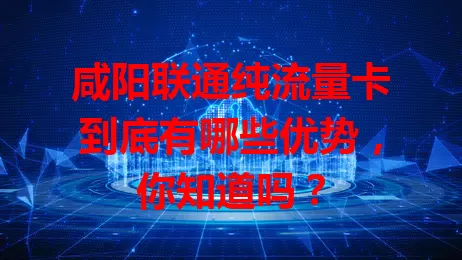 咸阳联通纯流量卡到底有哪些优势，你知道吗？