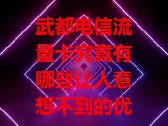 武都电信流量卡究竟有哪些让人意想不到的优势？