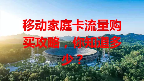 移动家庭卡流量购买攻略，你知道多少？
