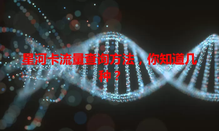 星河卡流量查询方法，你知道几种？