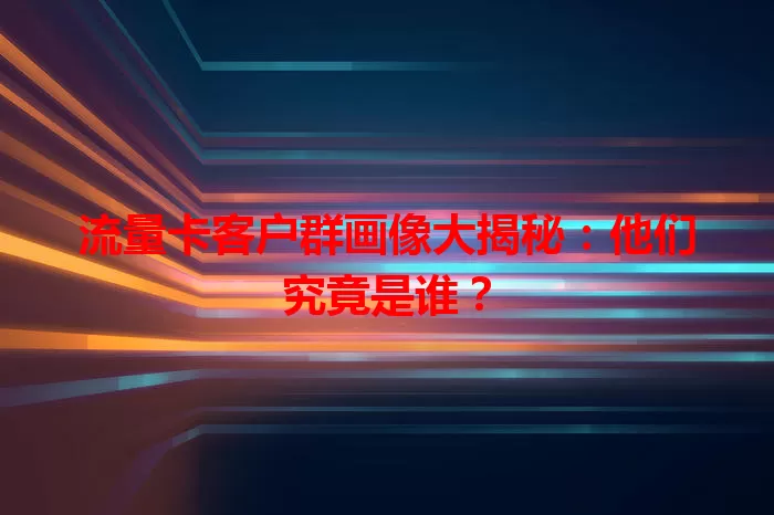 流量卡客户群画像大揭秘：他们究竟是谁？