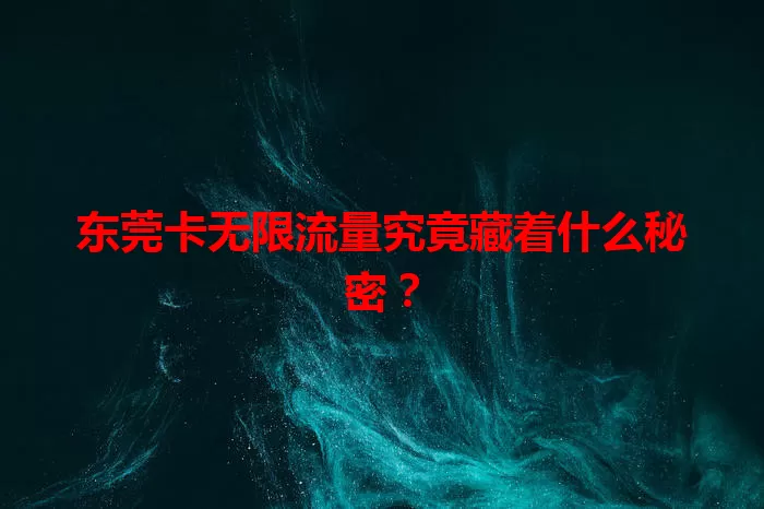 东莞卡无限流量究竟藏着什么秘密？